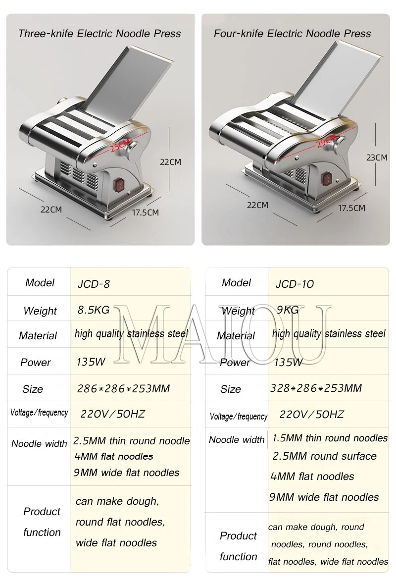 Macchina per fare pasta elettrica per uso domestico Macchina per fare pasta in acciaio inossidabile Macchina per fare noodle multifunzionale
