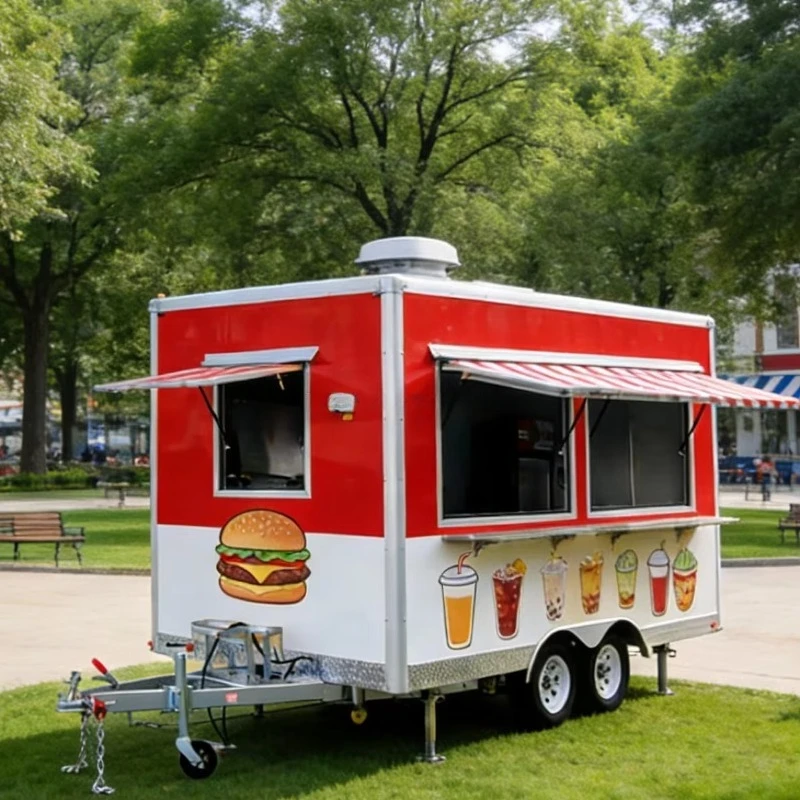Remolque de Comida Cuadrado Personalizado de Alta Calidad y Camión de Comida con Equipamiento de Cocina Comercial