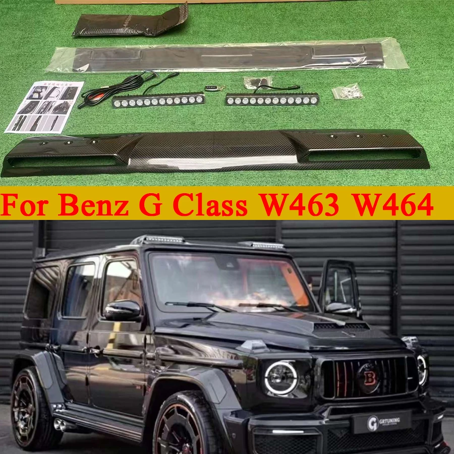 

Верхнее крыло из углеродного волокна для Mercedes Benz G Class W463 W464 G53 G50 G500 G550, установка верхнего крыла, Верхняя лампа, декоративный спойлер, комплект кузова