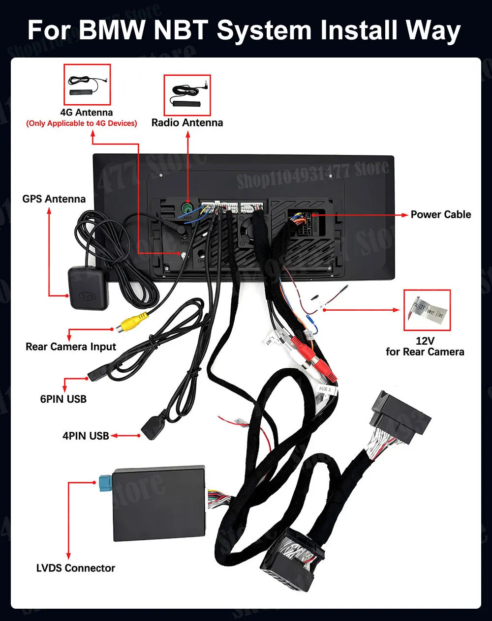 Android 16 Kabelloses Carplay Autoradio Multimedia-Player für BMW 5er F10 F11 2010 - 2017 CIC NBT System QLED Bildschirm GPS WLAN – Detail 23