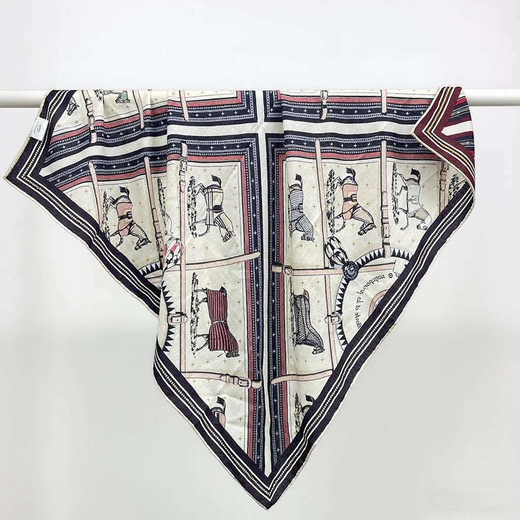 Horse Print 90CM Silk Wool Scarf Women Head Neck Shawls Winter Brand Accessories Cashmere Scarves Luxury Hand Rolled Bandanas