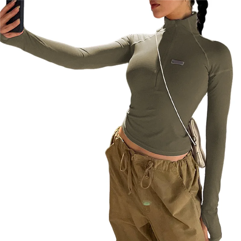 ABMW-سترات رياضية نسائية، سترات يوجا مع سحابات، قمصان رياضية قصيرة نحيفة