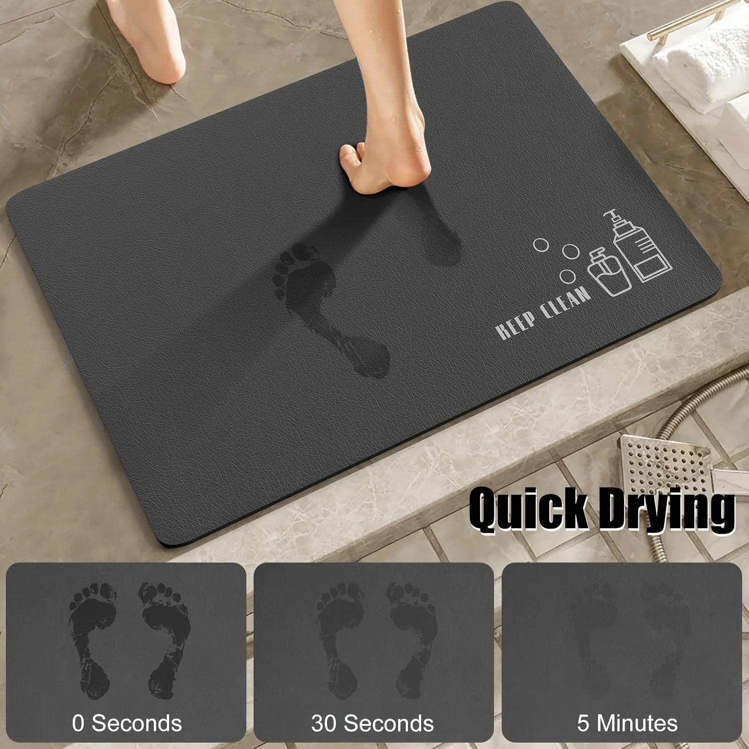 1pc Marine Diatomite Bathroom Mat, Suitable for Bathrooms, with Backing for Non-Slip, Quick-Drying, And Soft Diatomite Carpet, Used As Absorbent Mat for Shower