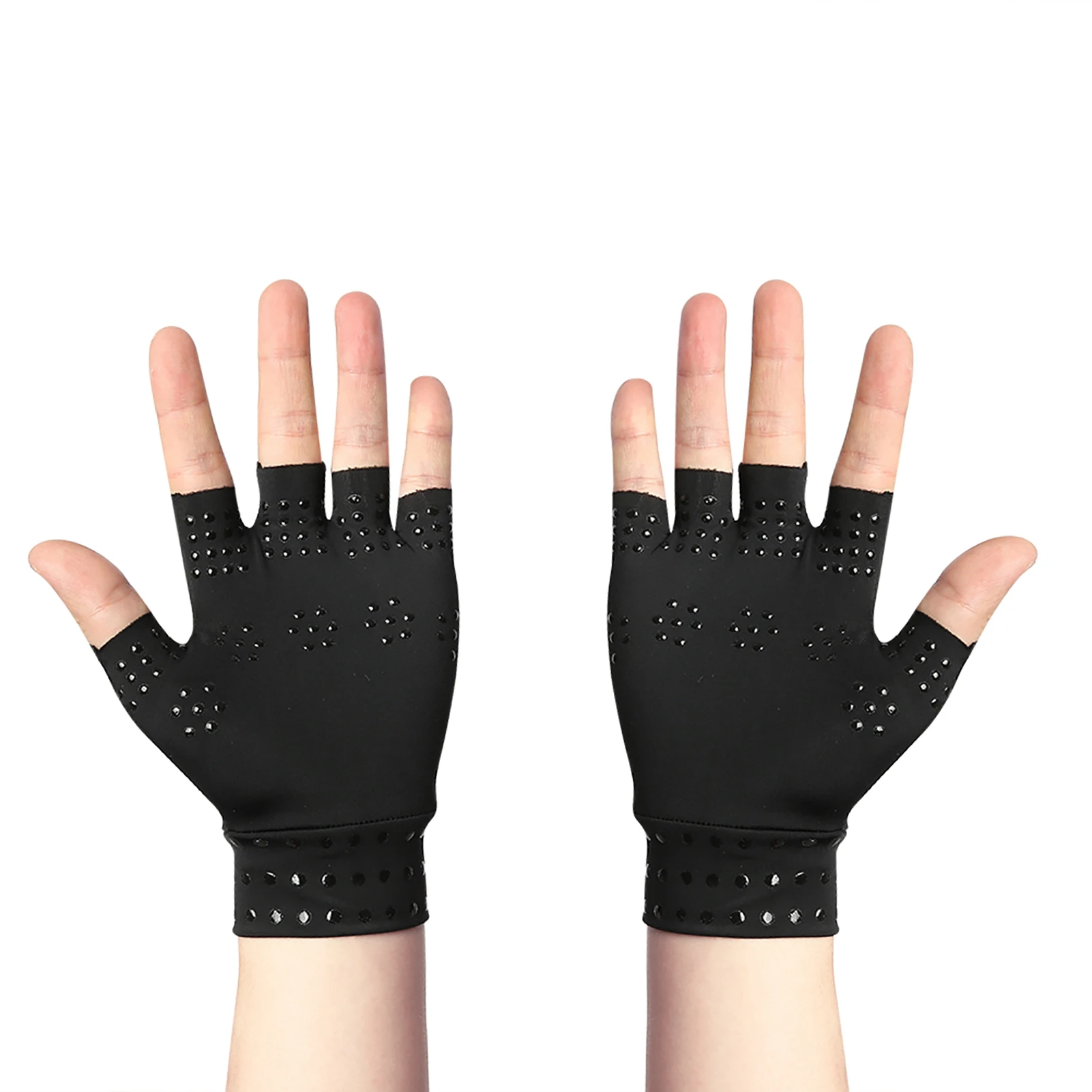

1 Pair Unisex Half Fingerless Gloves Breathable Nylon Compression Half Finger Gloves for Daily Living Sports Cycling Mountain