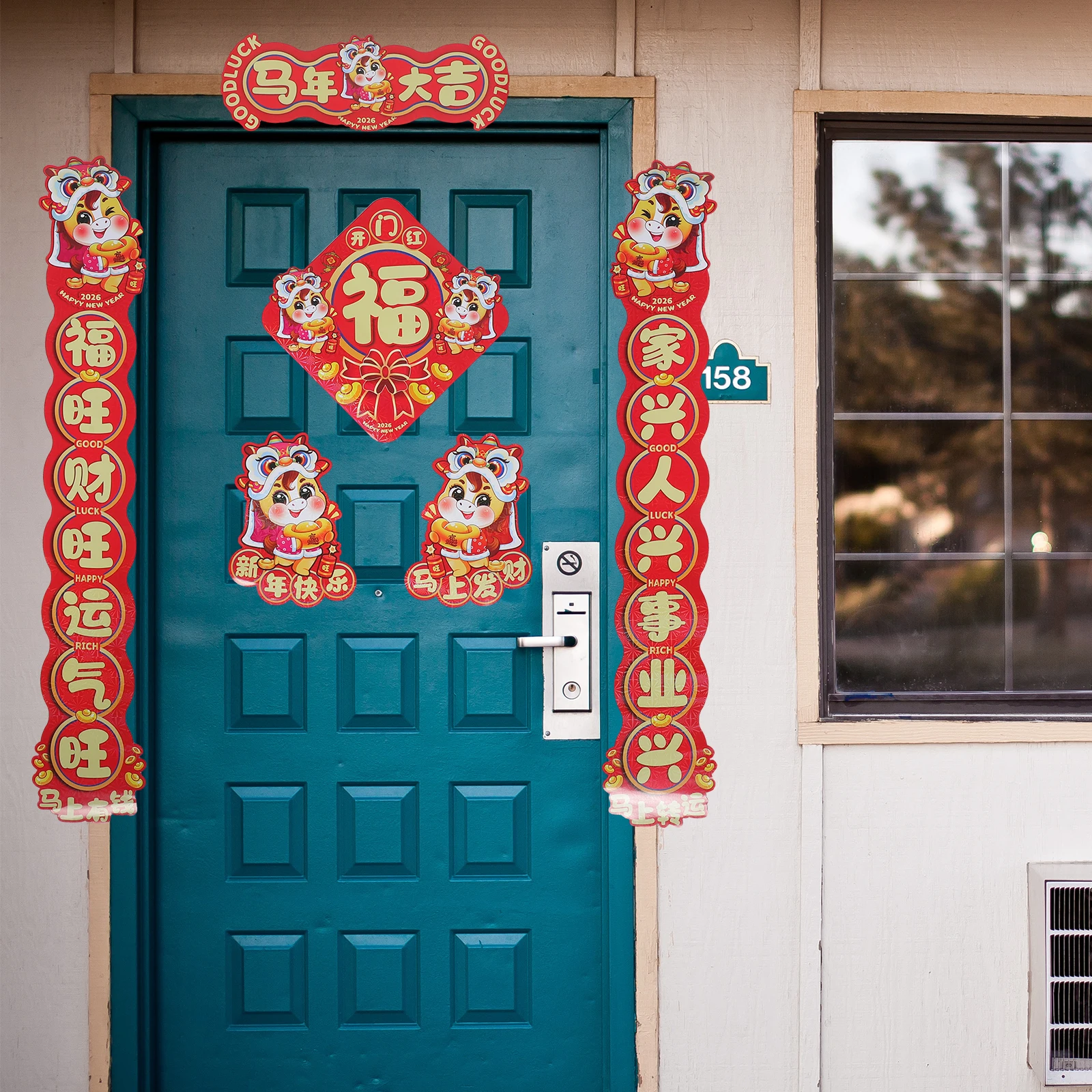 Spring Festival Couplets Set Year Of The Horse Couplets Ornaments Chinese  Lunar New Year Door Fu Window Clings Decorations