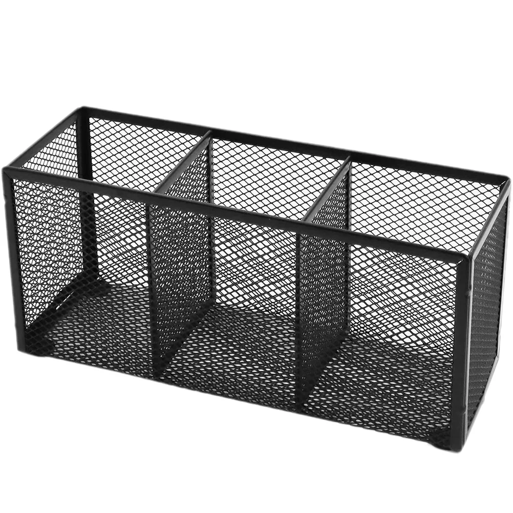 

Iron Pen Holder Mesh Pencil Brush Storage Box Desktop Organizer Stationery Holder Cutter Makeup Tool Box Home Office Use