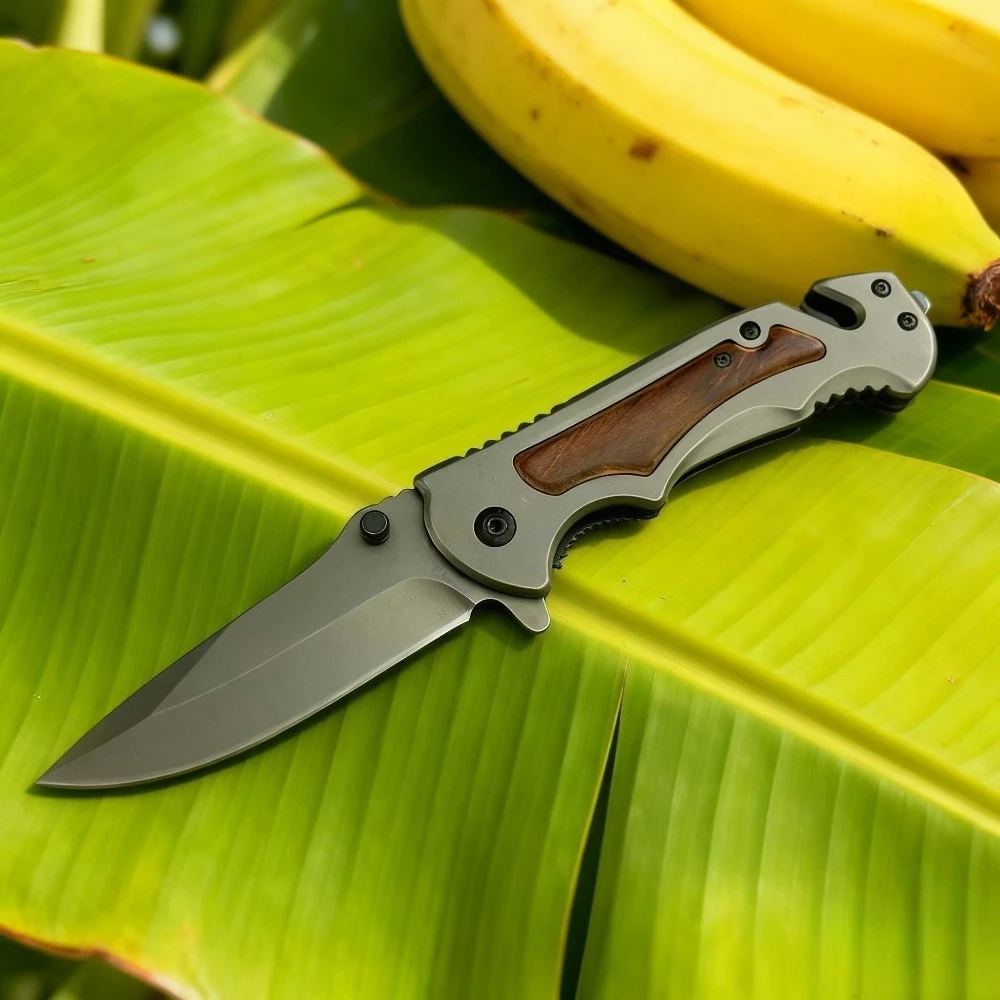 Coltello tascabile ambidestro Lama 5Cr13Mov Acciaio 420 Manico in legno colorato Pieghevole Sopravvivenza Campeggio Utilità all'aperto Regali di festa