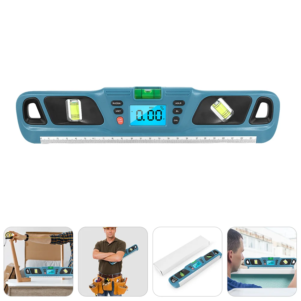 Digital Angle Finder Backlit Level Home Tool Gauge Aluminum I- Beam Blue Portable Balance Ruler