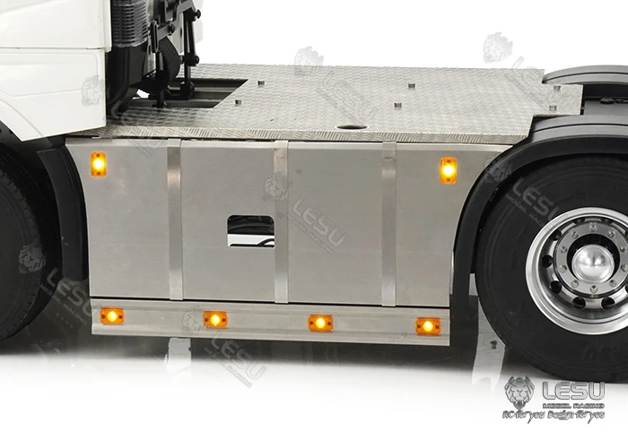LESU G-6245 Metall Edelstahl Pedal-Seitenschweller Werkzeugkasten mit Beleuchtungsset für Tamiya 1/14 RC Dreiachsiger Traktor-LKW – Detail 15