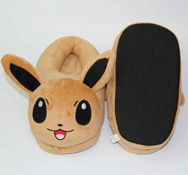 Winter Anime Pokemon Pikachu Eevee Umbreon Doll Kawaii Stuffed Plush Soft Toy Adult Children Warm Slippers Home Indoor Shoes