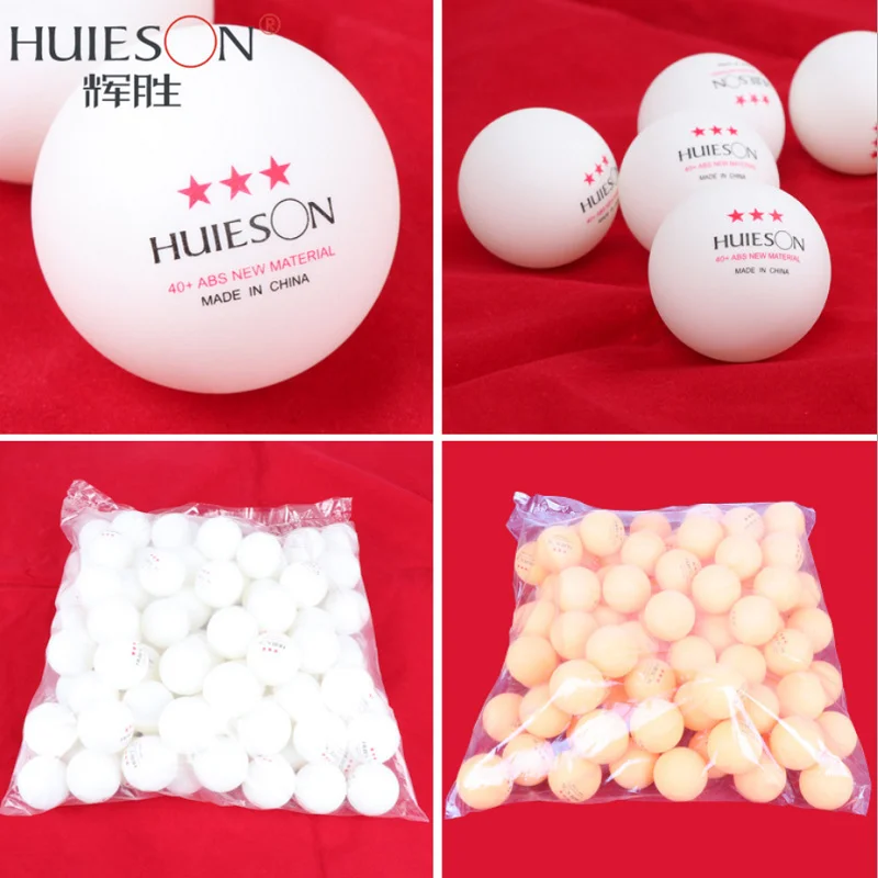 Huieson 50/100 Pcs 3 Star Professional Ping Pong Balls 40mm+ 2.8g English ABS New Material Table Tennis Balls Training Balls