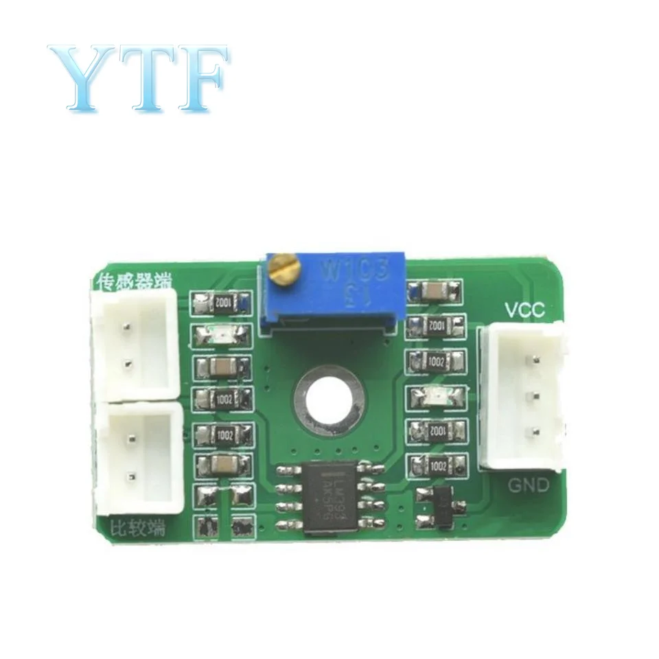 Voltage comparator module Simulator unit Comparator controls high level output LED indicator LM393