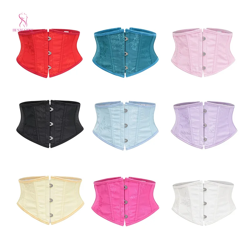 Short Pink Green Purple Red Blue Boxy Underbust Corset Belt For Waist Cincher Body Shaper Women Hourglass Corselet For Dress