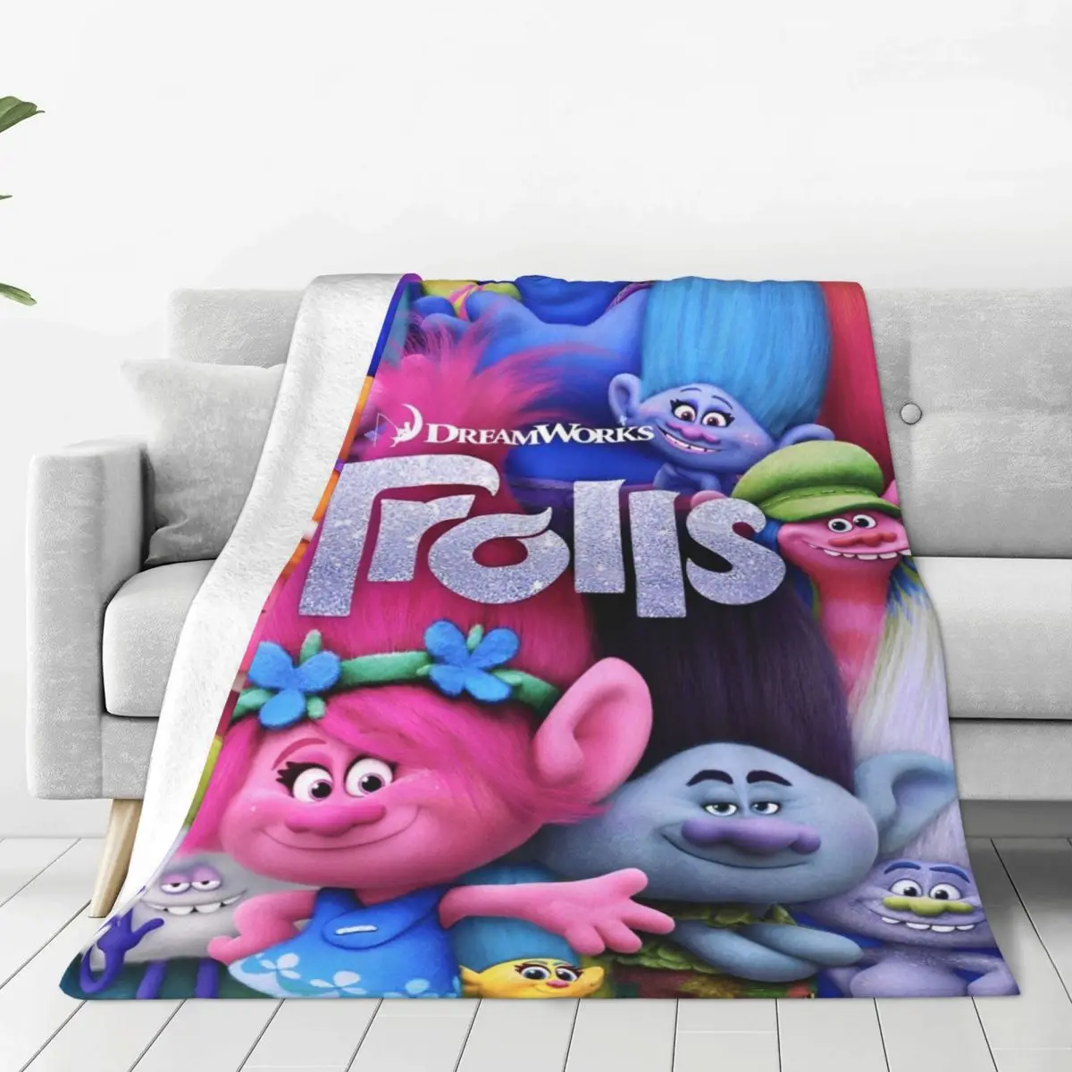 T-Trolls Band Together Cartoon Blanket Comedy Funny Flannel Awesome Soft Throw Blanket for Bedding Lounge Decoration Car