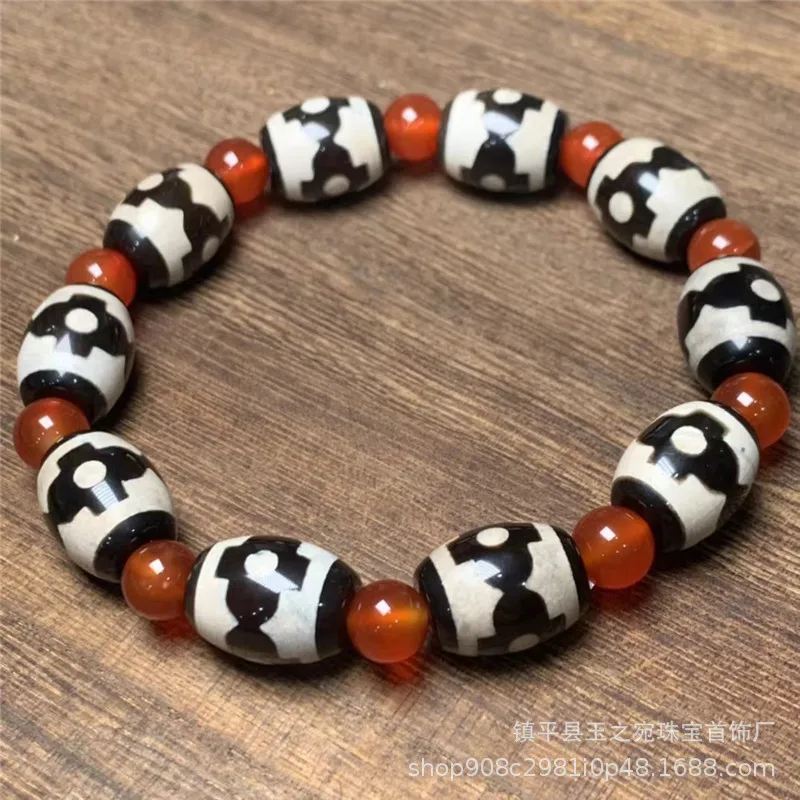Tibetan- Agate Mandala Three-Eyed Dzi Bead Bracelet Men And Women, Vintage Ethnic Style