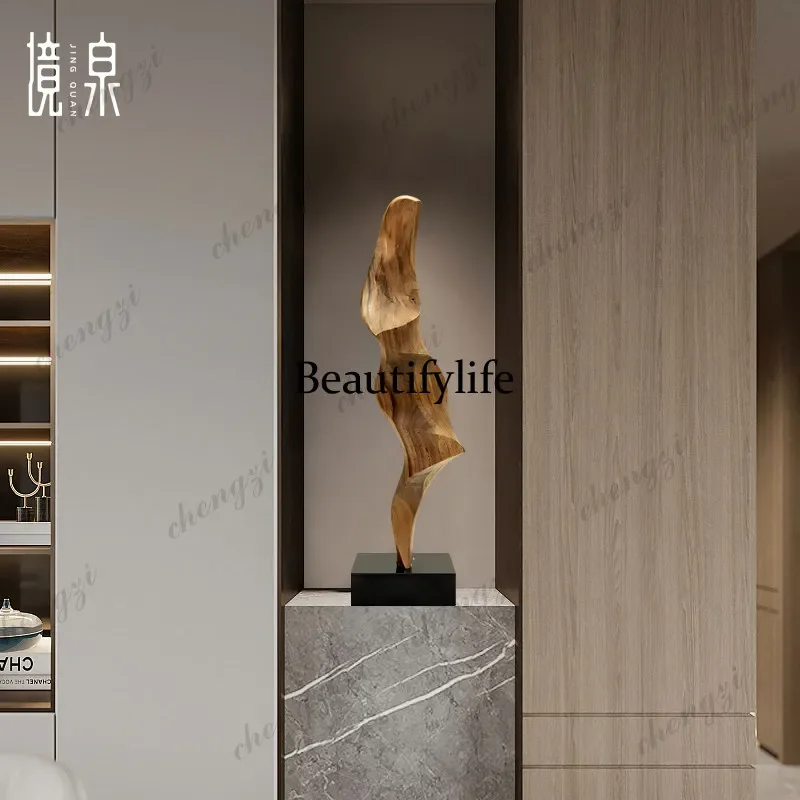 A4567 B & B hotel abstract wood carving ornaments high-end soft decoration model room entrance sculpture artwork decoration
