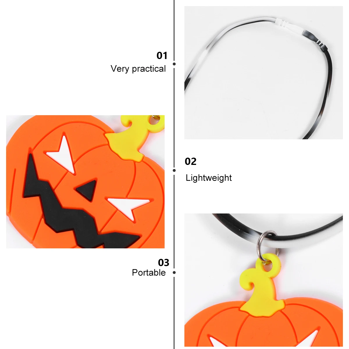 

Pumpkin Necklace Durable Shape Soft Rubber Halloween Party Supply Supplies for Easy to Wear