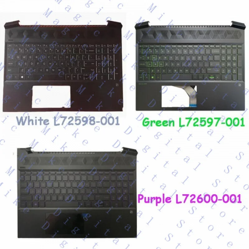 UU  Palmrest w/Keyboard for HP 15-EC TPN-Q229 L72600-001 L72597-001 L72598-001  white/green