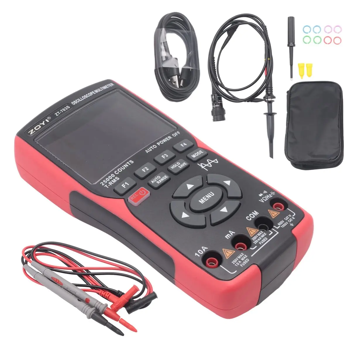 A88M ZT703S 3in1 Digital Oscilloscope Multimeter 50MHz 280MS Rate PC Waveform Data Storage Dual Oscilloscope Generator A