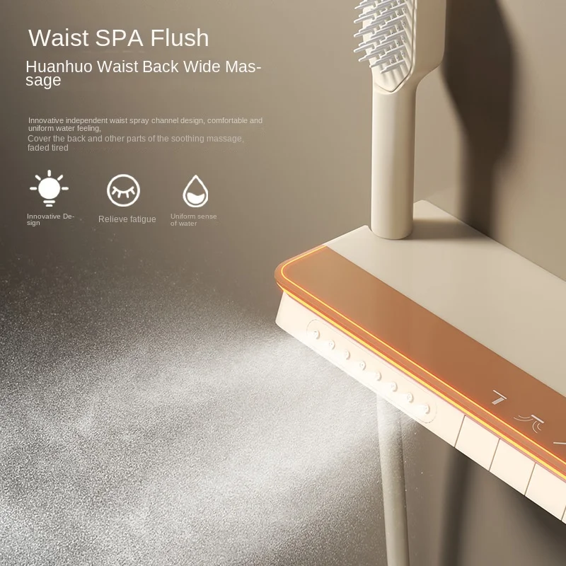 Copper Polished Square Shower Head Wall Mount 3-Hole Modern Design Piano Button Hot Cold Water Mixer Rain Soft Shower Set Slide