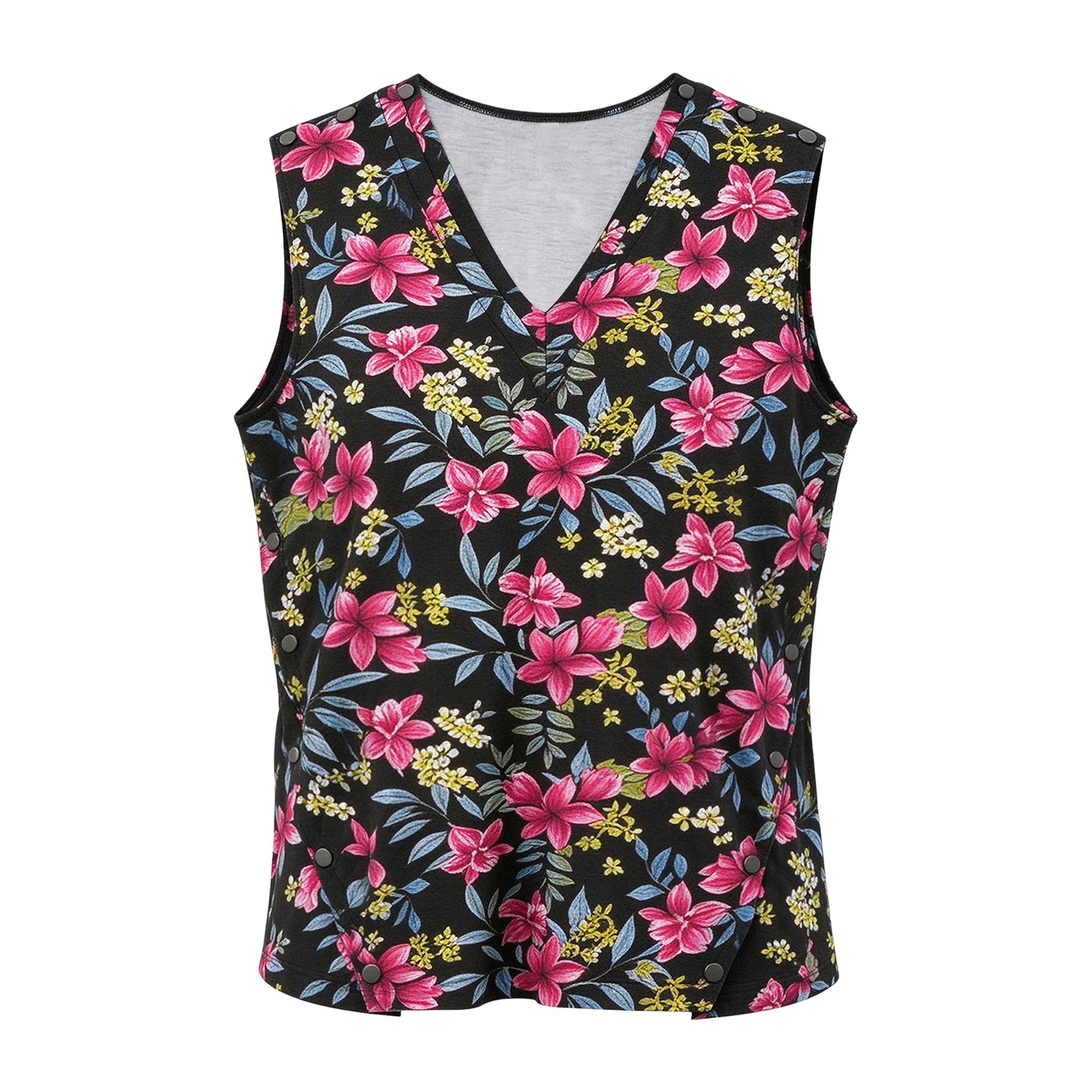 Women Elderly Post-surgery Recovery Vest Shirt Postoperative Nursing Adaptive Clothing Press Buttons Shoulders Sides Tank Top