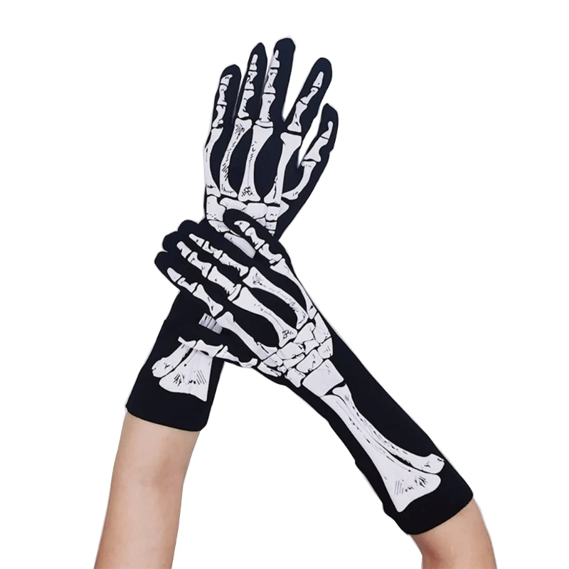 Halloween Cosplay Skull Hand Shape Gloves Full Finger Mitten Carnival Outdoor Gloves Skeleton Gloves for Boys Girls