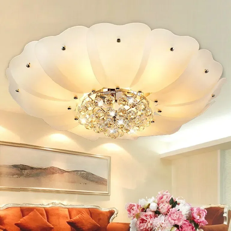 Northern Europe Led Ceiling Lights Decoration for Living Room Luminarias Crystal Flower Shade Lamp