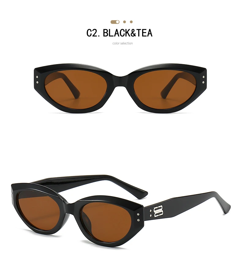 Cat-Eye-Sonnenbrille für Damen und Herren, UV400, Designer-Stil, Rokoko-Spionage, modische Luxus-Designermarke Jennie Korea – Detail 10