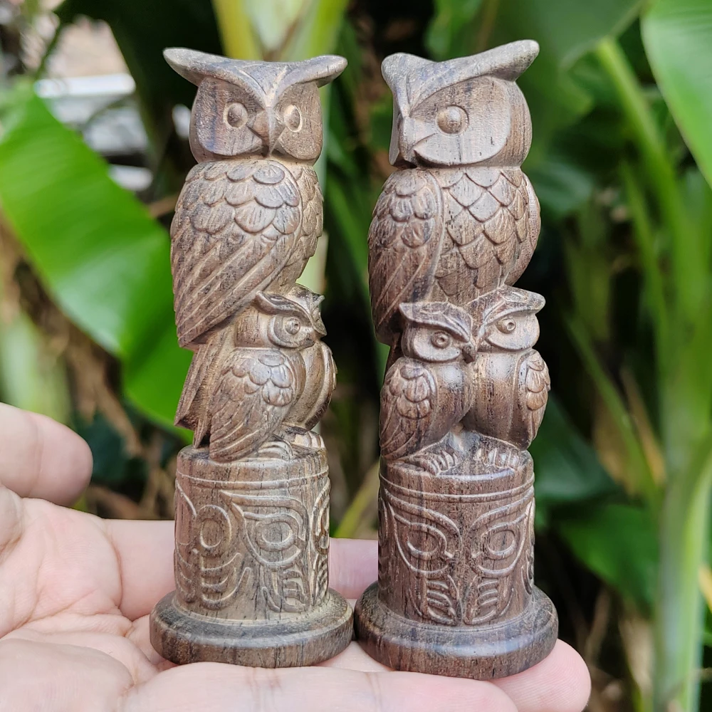 Hand-Carved Wooden Owl Totem Column Ornament, Folk Style, Animal Theme, Suitable for Office Decoration, Party Decoration, Housewarming Gift, Interior Decoration, Christmas Decorations, Fireplace, Back-To-School Season Gift