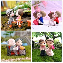 Mini Romantic Couple Figurines Wedding Figures Grandma Grandpa Garden Miniacture Figurines Valentine's Day Gifts DIY Home Decor