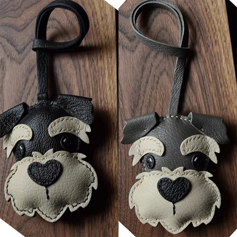 

Schnauzer Dog Bag Charm,Key Chain Couple Leather Pendant,Handbag/Schoolbag/Purse Hanging Decor Accessories,Gift for Kids/Friend