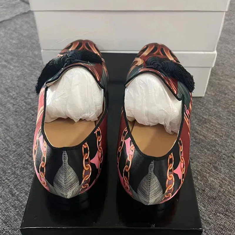 Fringe Tassel Dress Shoes Man Pointed Toe Embroidered Slip On Flats Male Luxury Satin Party Shoes