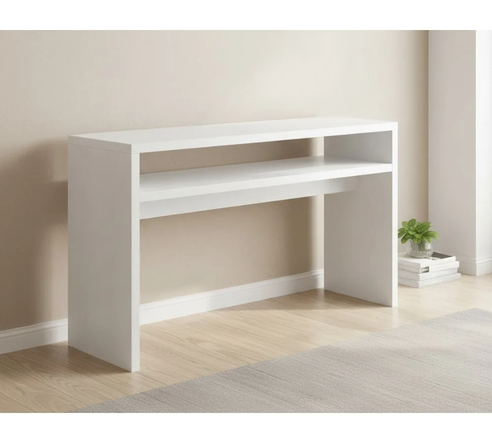 

Modern Narrow Console Table 48" with Storage Shelf - Minimalist Entryway Sofa Accent for Contemporary Living Room, White