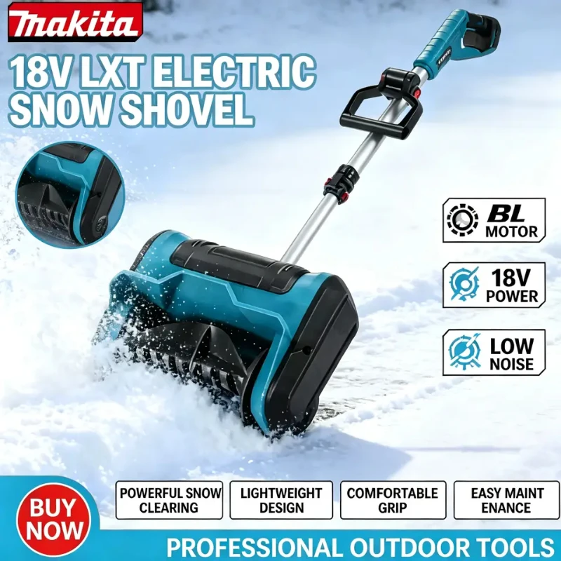 Makita Cordless Snow Shovel Snow Blower Shovel Carbon Steel ABS 21V Cold Resistant Safety with Batteries and for Patio