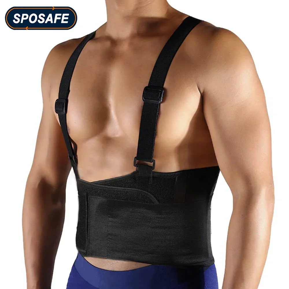 

Working Lumbar Back Support Belt with Adjustable Suspender Strap Heavy Waist Lifting Brace for Back Pain Relief, Injury Recovery