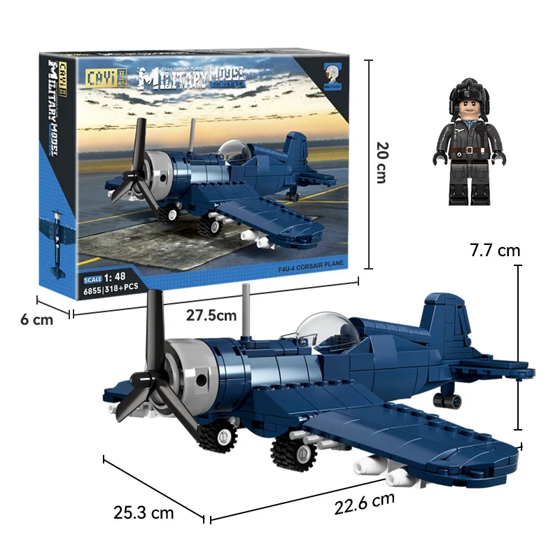 YAK-3 compatível com bloco de construção de partículas pequenas militares modelo de combate F4U-4 ornamento de aeronave brinquedo educativo infantil