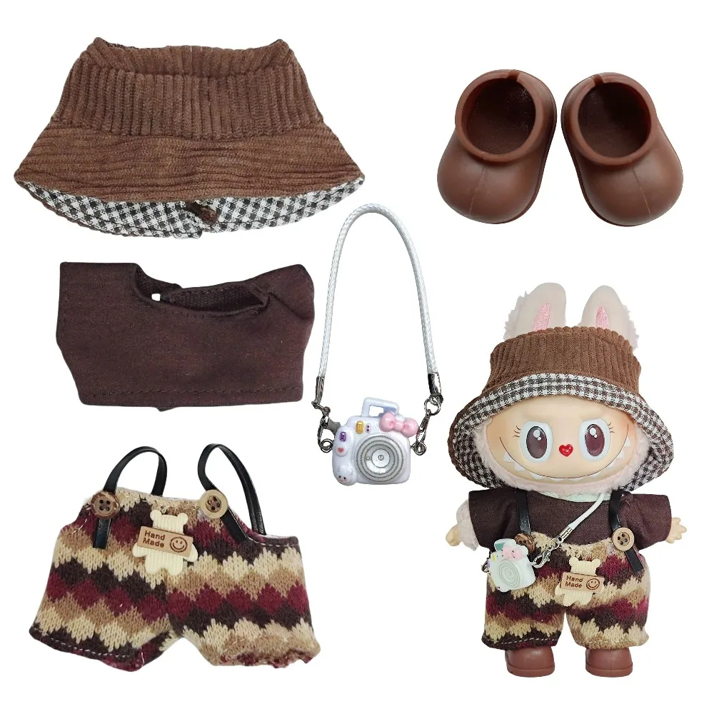 ชุดสายเอี๊ยมสำหรับตุ๊กตาลาบูบูขนาด 17 ซม. เสื้อผ้าเข้าได้กับทุกชุด อุปกรณ์เสริมตุ๊กตา ดีไซน์แฟชั่น น่ารัก หมีน้อยดาว