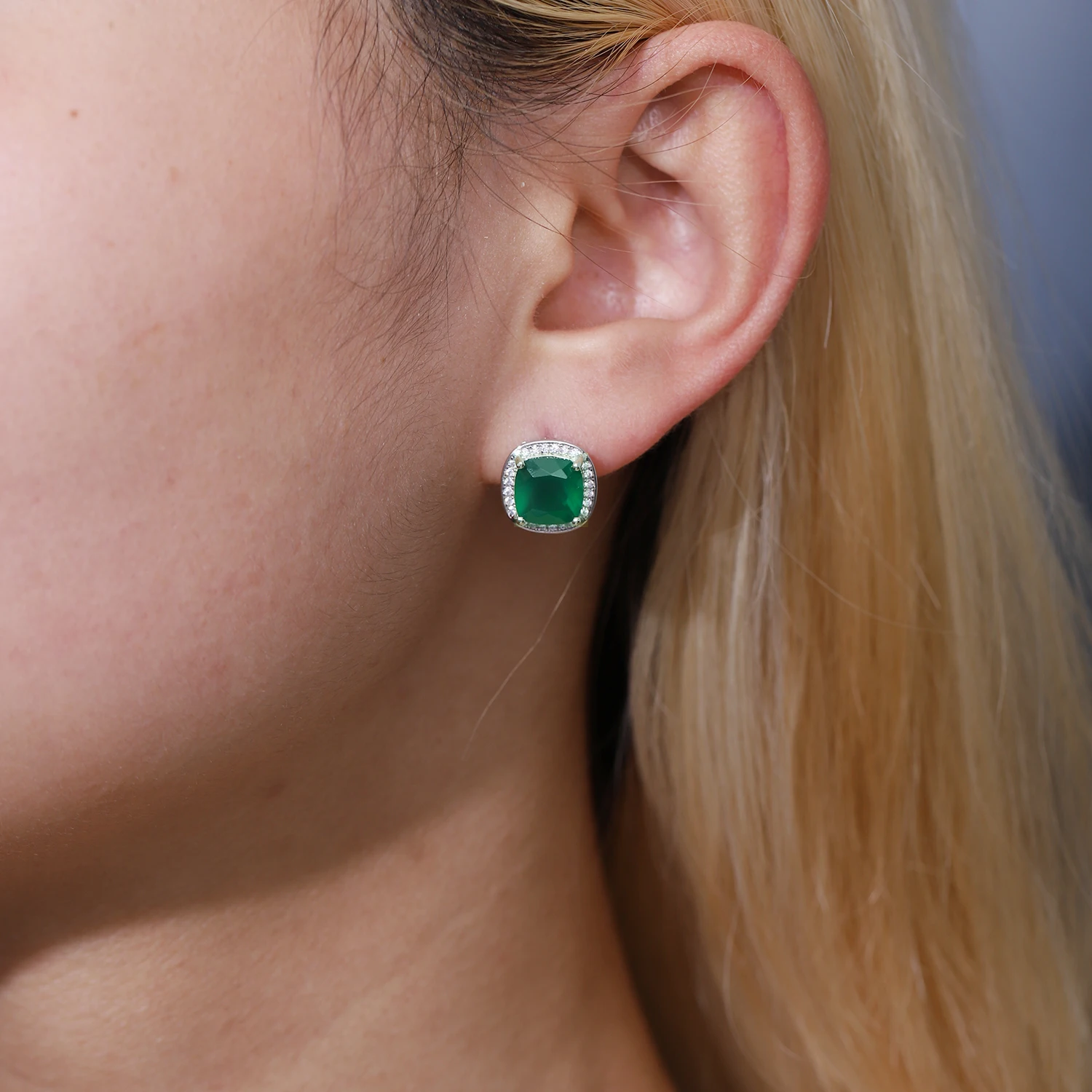 Gem\'s Ballet 2.2ct Green Agate Clip Earrings 925 sterling silver Vintage For Women Fine Jewelry Accessories Wedding Engagement