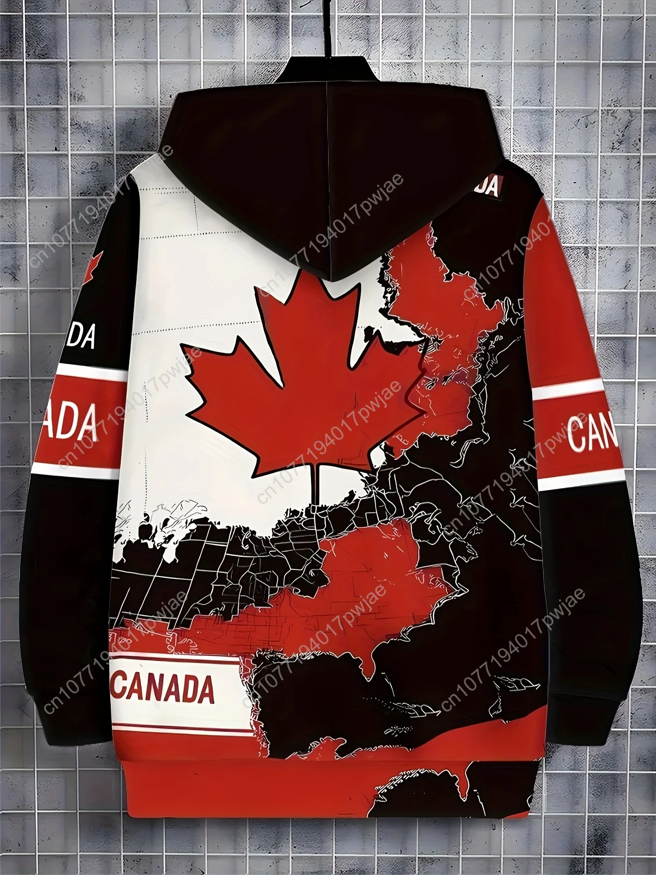 Jaket Musim Dingin Pria dengan Desain Ritsleting Daun Maple - Mantel Luar Ruangan Panjang yang Hangat, Hoodie yang Dapat Dicuci dengan Mesin untuk Musim Gugur & Musim Dingin