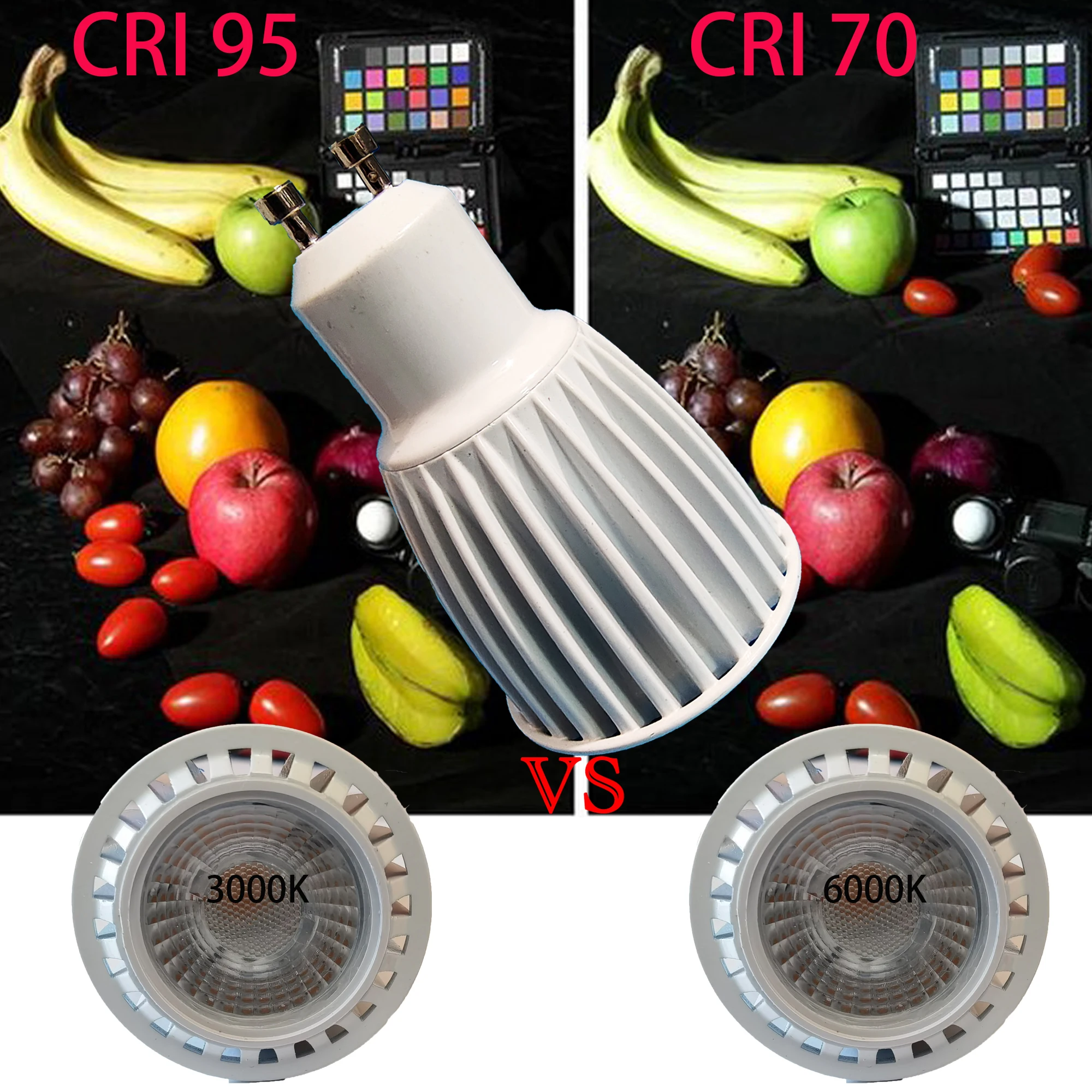 

HIGH CRI Warm White 3000K RA95 7w 500lm-700lm GU10 Dimmale 100-240V AC Cob Led Spotlight Lamp Bulb Lights for Photo Photograph