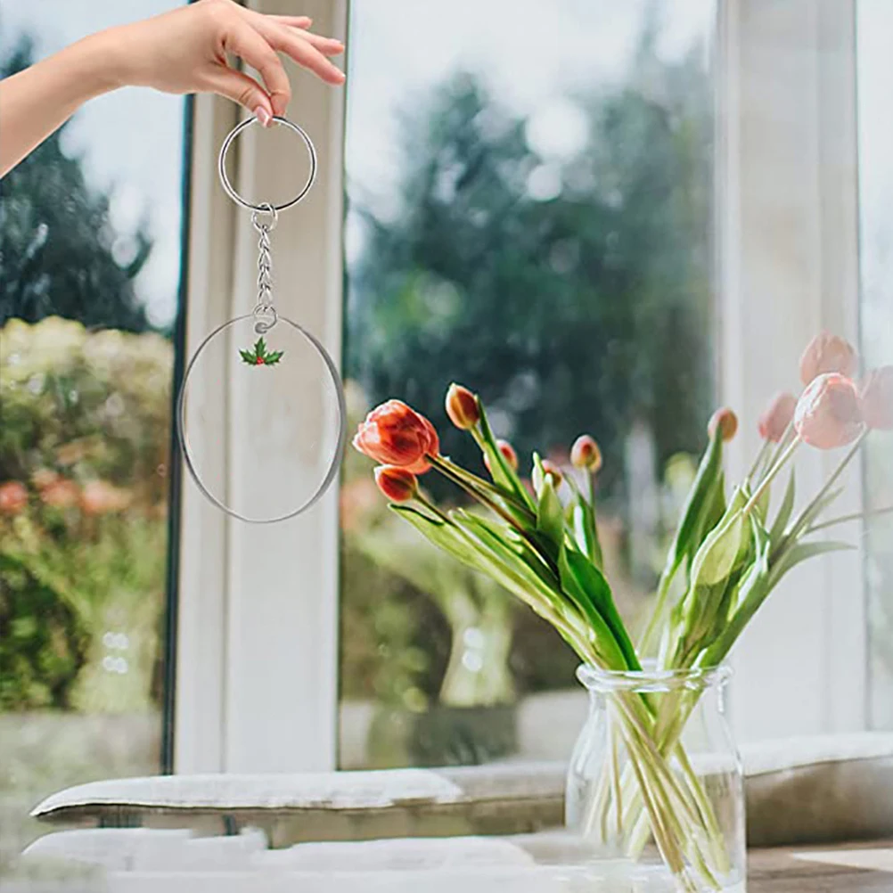 

1 комплект, акриловый брелок, круглый прозрачный материал для ключей «сделай сам», многофункциональный пустой кулон, подвеска для ключей «сделай сам»