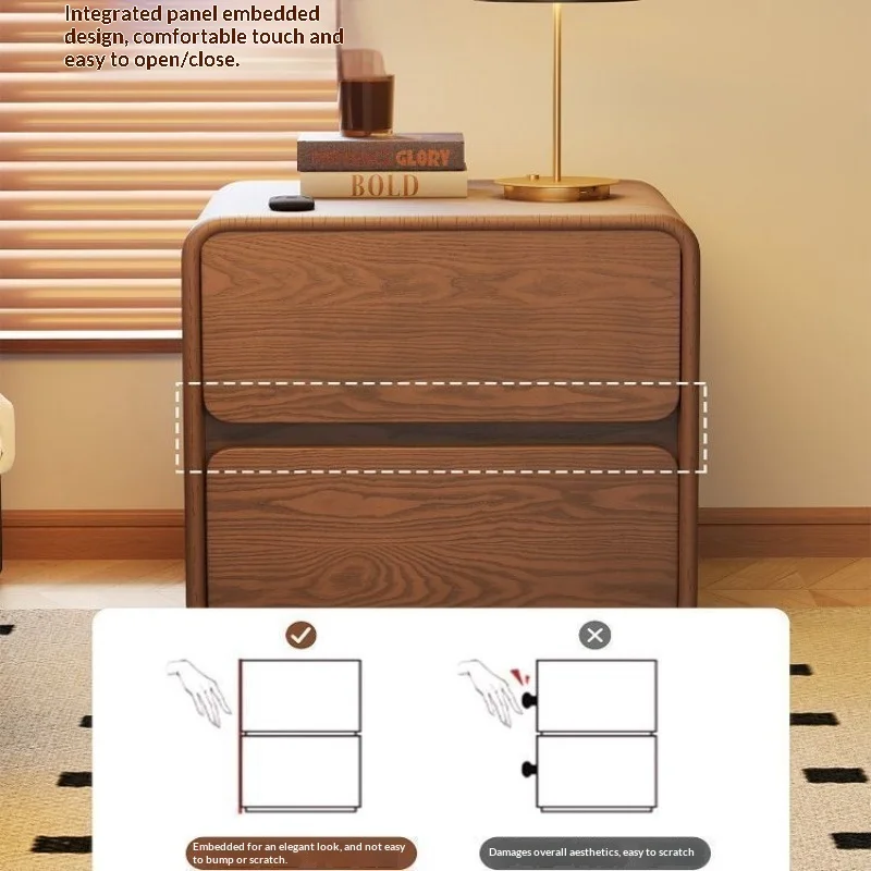 Solid Wood Bedside Table Small Vintage Cream Style Modern Simple Bedroom Nightstand Storage Cabinet for Home Decor image 3