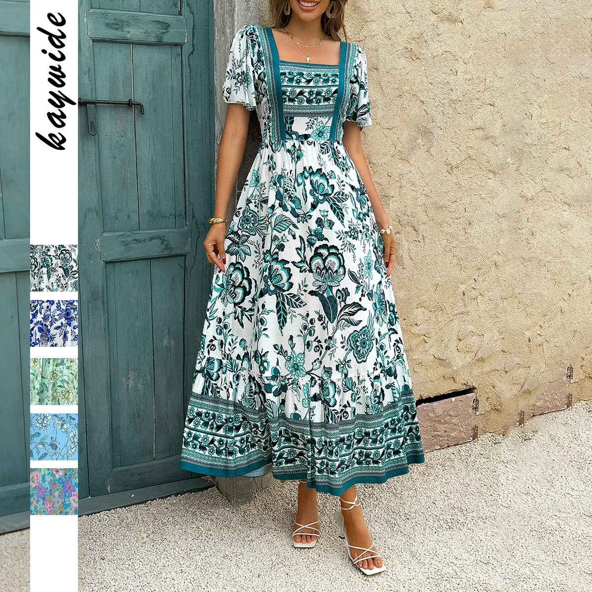 

High Quality Hot Selling Wholesale Vacation Leisure Printing A-line Long Skirt Dress Women's Clothing 2025 Vestidos Streetwear