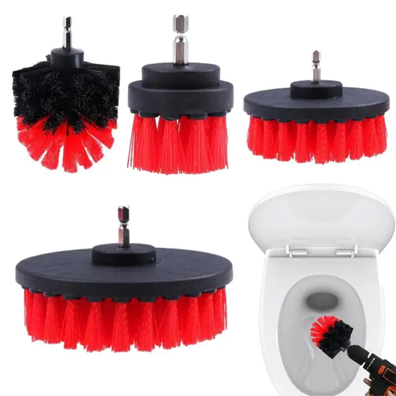 4PCS Electric Drill Brush Power Scrubber Wash Cleaning Brushes Tool Kit Plastic Round Clean Brush For Carpet Glass Car Tires