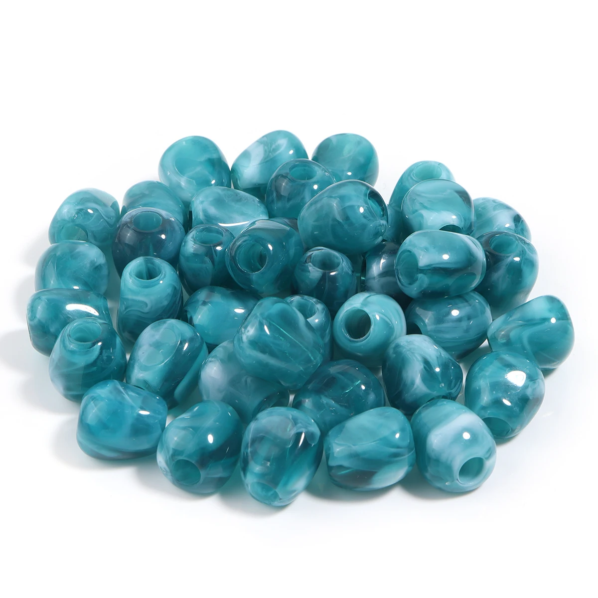 40 stuks 13x14mm onregelmatige dubbele kleuren acryl kralen imitatie jade steen losse kralen voor sieraden maken DIY armbanden sleutelhanger
