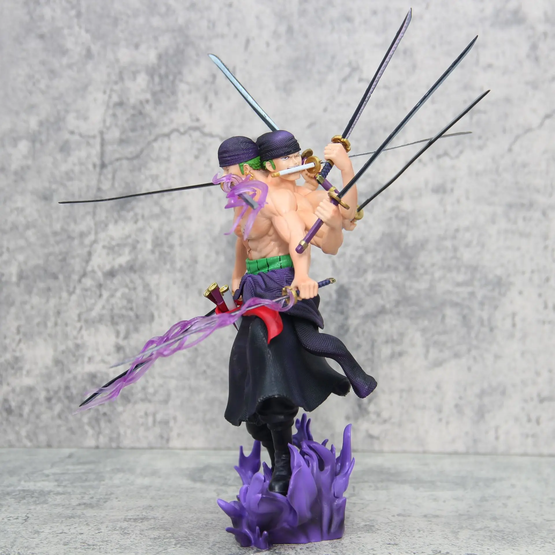 One Piece GK 30cm Asura Roronoa Zoro Nine Knives Flow 3 Head 6 Arm Fighting Battle Scene Statue Model Boxed