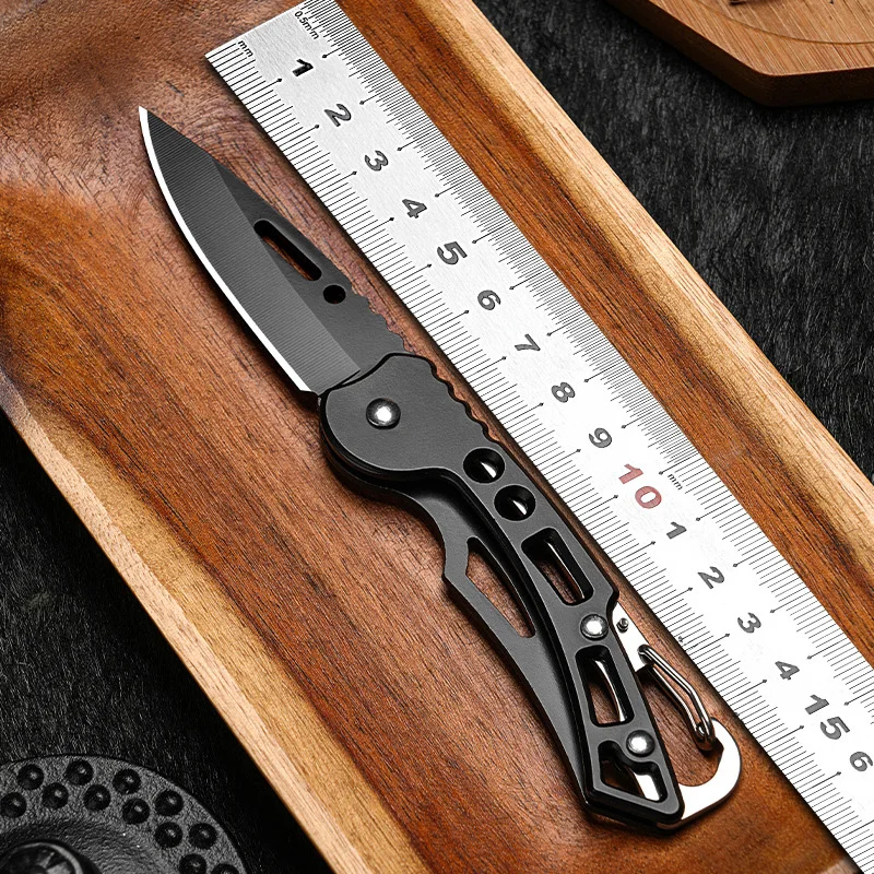 Portable Stainless Steel Folding Knife Keychain Mini Pocket Knife Keyring Kitchen Fruit Knife Key Chain Outdoor Camping Tool