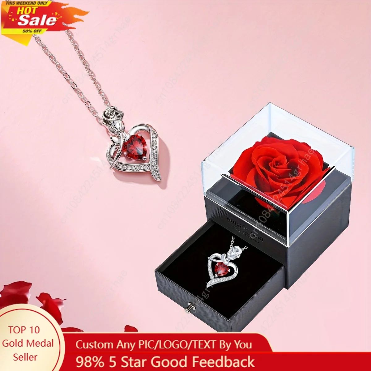 

Luxury Red Zircon Heart Necklace With Rose Flower Gift Box For Girlfriend Birthday Valentine Gift 2024 Romantic Accessories