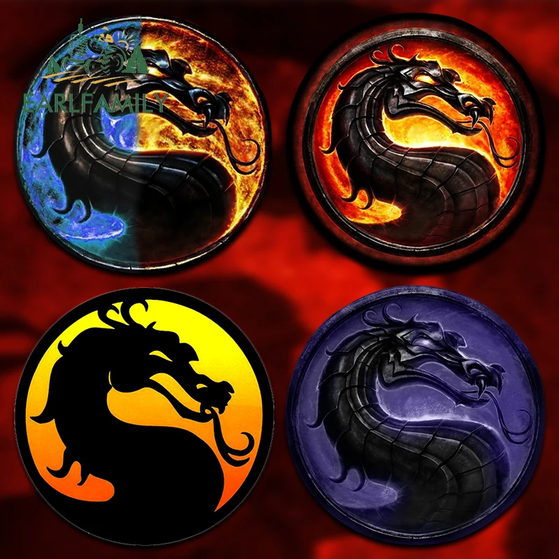 EARLFAMILY 13cm Mortal Kombat Arcade Game Dragon Car Stickers Creative Scratch-Proof Decal Laptop Bumper Car Goods