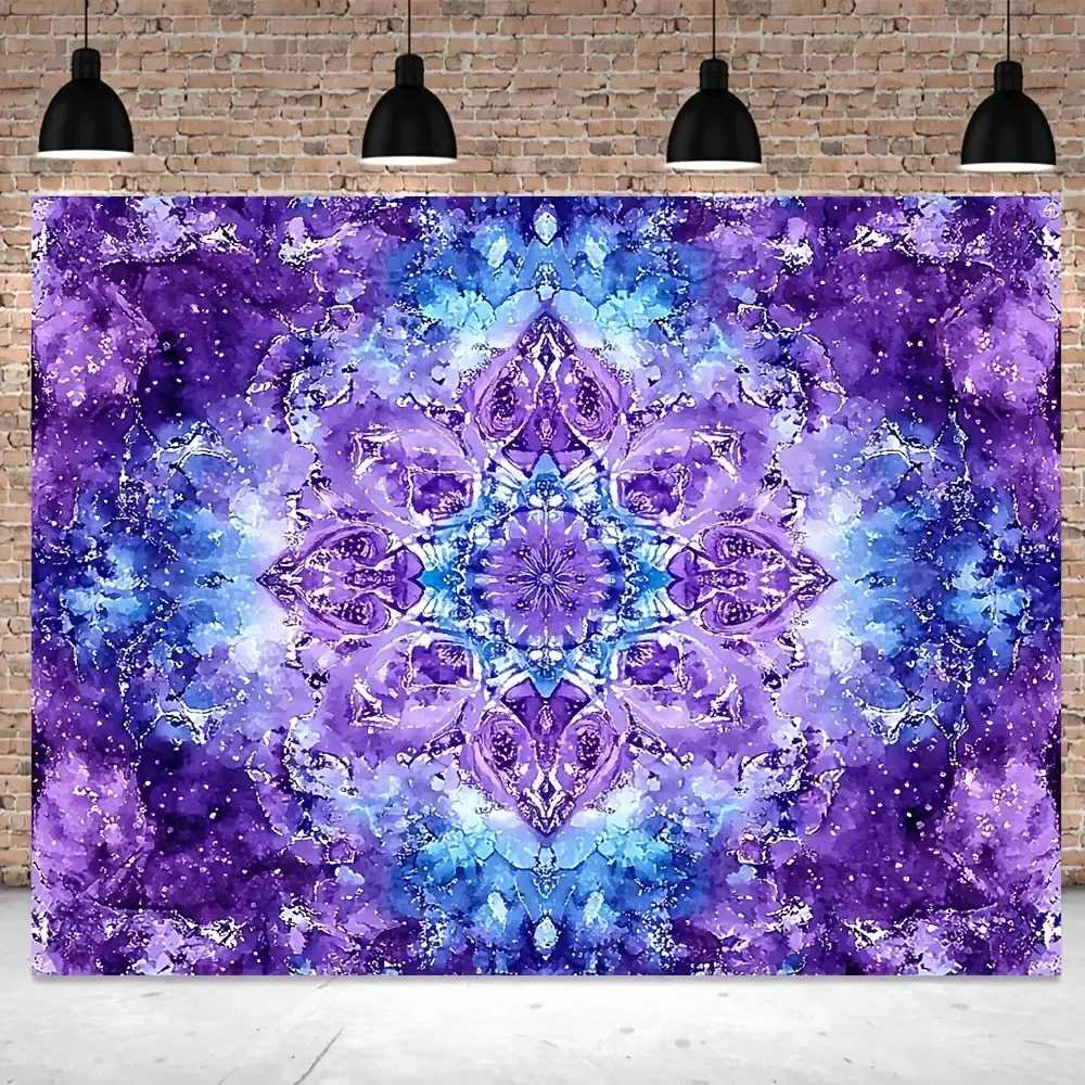 Luxurious Bohemian Cosmic Mandala Tapestry Wall Hanging Decoration Abstract Nebula Galaxy Print Purple Blue Home Decor Art